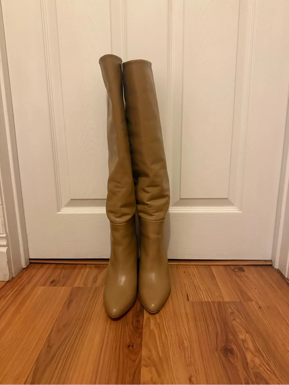 Zara Tan Over-the-Knee Leather Boots